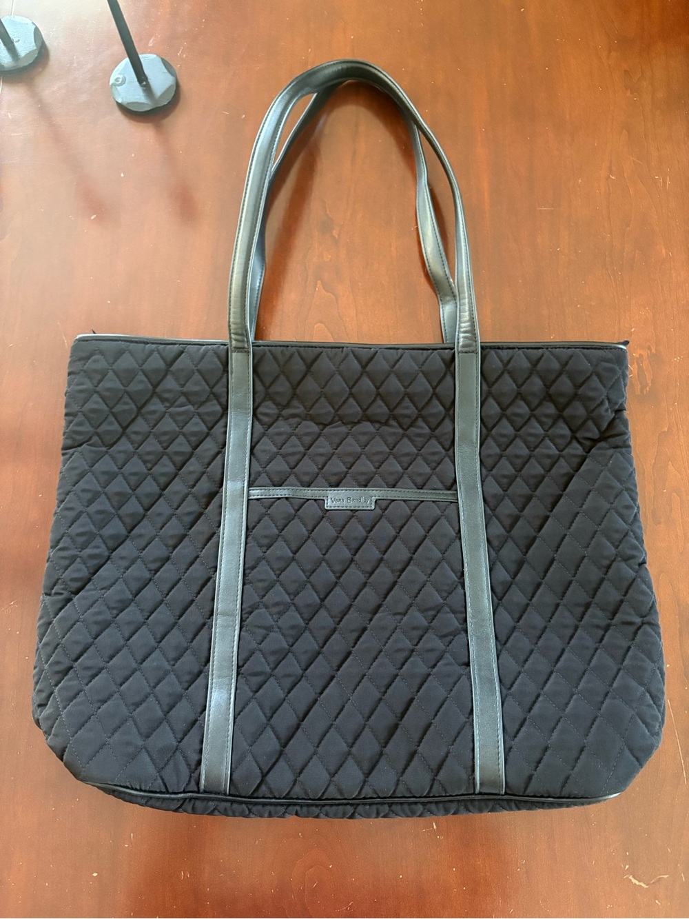 Vera Bradley Black Quilted Tote Bag with Faux Leather Trim - Picture 3 of 8